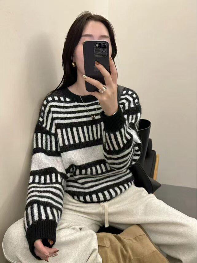 2025年秋季常规款通勤单件长袖时尚百搭休闲，女装针织衫/毛衣，北娇羊绒