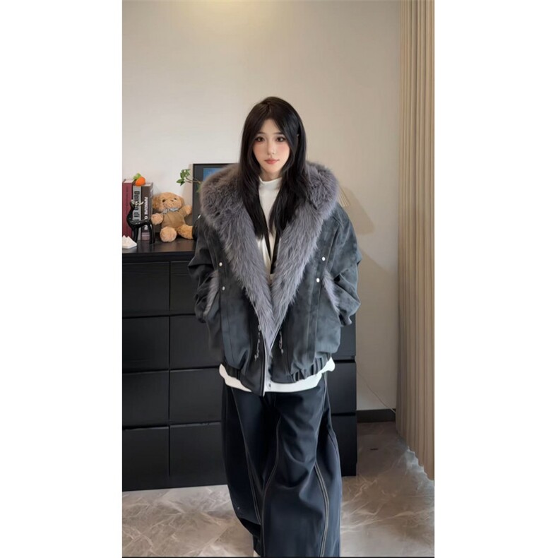 美式长毛座山雕pu皮外套连帽梵古文刺绣棉服男冬季夹棉，男装皮衣，星座307A