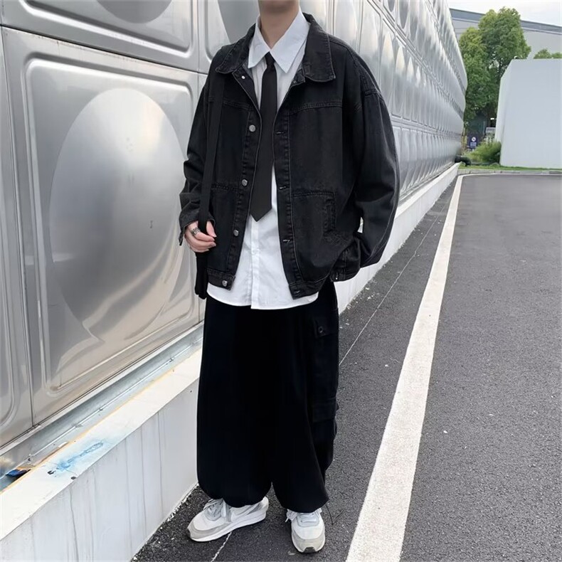 2024春秋新款牛仔夹克男帅气宽松潮牌情侣牛仔衣ins潮流港风外套,男装夹克,星座601-2