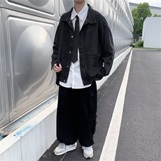 2024春秋新款牛仔夹克男帅气宽松潮牌情侣牛仔衣ins潮流港风外套，男装夹克，星座601-2