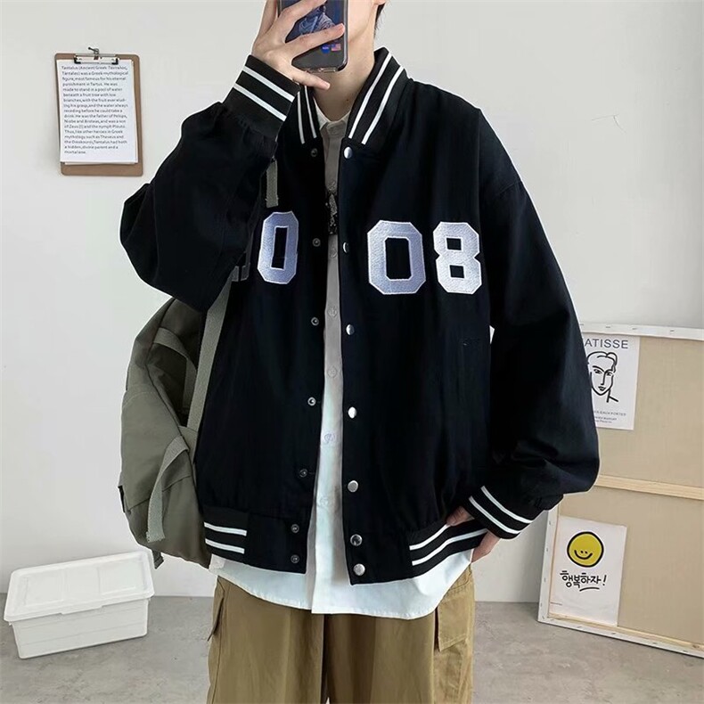 秋季中性港风ins情侣装夹克潮男棒球服休闲外套 J/图片