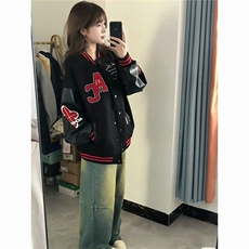 美式复古撞色棒球服外套字母新款情侣夹克潮JK766-P65，男装夹克，星座208-5