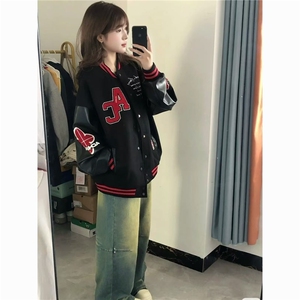 美式复古撞色棒球服外套字母新款情侣夹克潮JK766-P65图片