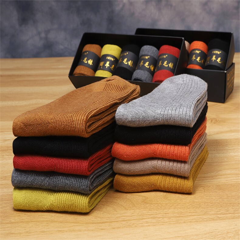 金盒新款中筒6%羊毛高端做工女士羊毛袜一盒五双，袜子，三权袜业