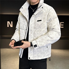 标50贴标花纹立领皮羽绒服男休闲上衣外套A329-YR9968-P225，男装羽绒服，电商A329