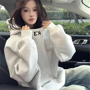 高领连帽卫衣男女秋冬拼接刺绣外套硬挺内搭套头WYM34 P45 -48图片
