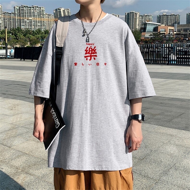 T3301P25樂字印花T恤男士男士港风T恤落肩款宽松T恤克莱因蓝男T,男装T恤,星座510A-1