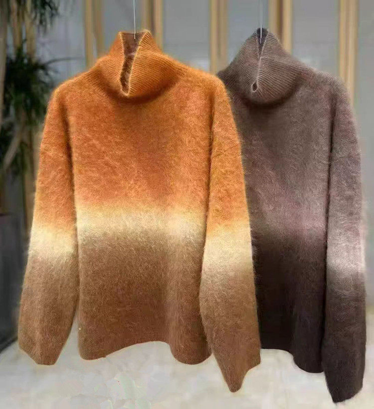 2025年秋季时尚百搭通勤简约休闲加厚渐变高领，女装羊毛衫，美轩羊绒