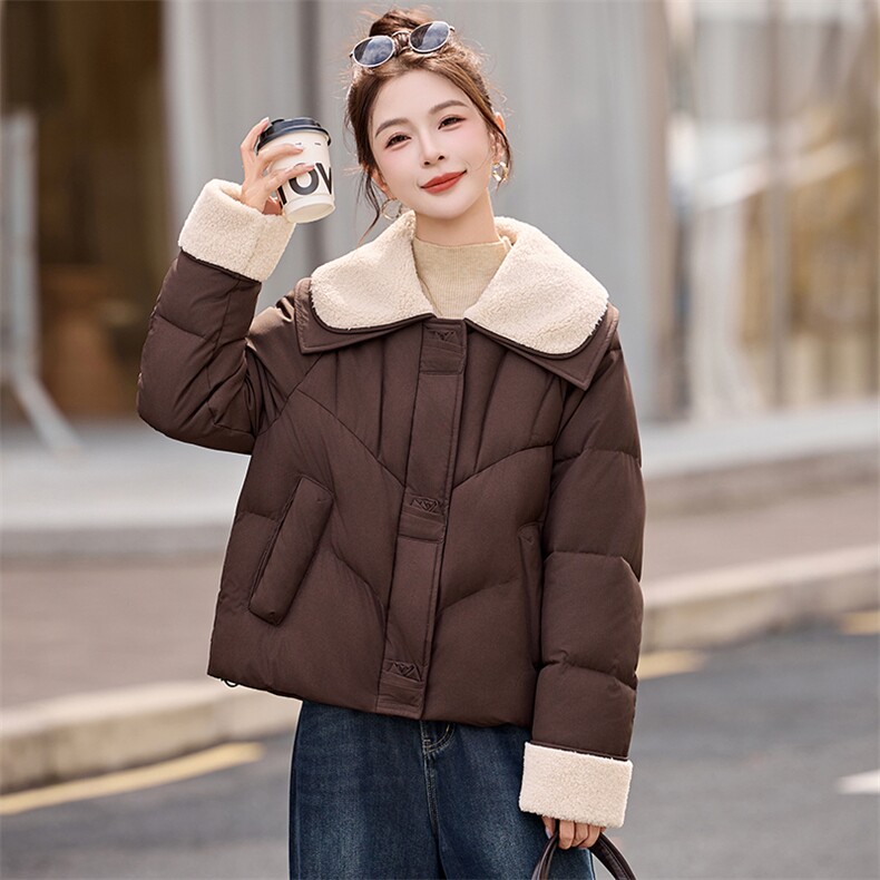 2025年冬季韩版宽松设计感毛毛翻领加厚羽绒服女高端保暖洋气,女装羽绒服,衣之秀