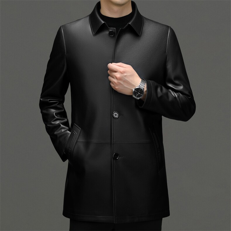 DLSN22820秋冬新款男士海宁皮衣翻领风衣绵羊皮皮衣男，男装风衣，电商B360