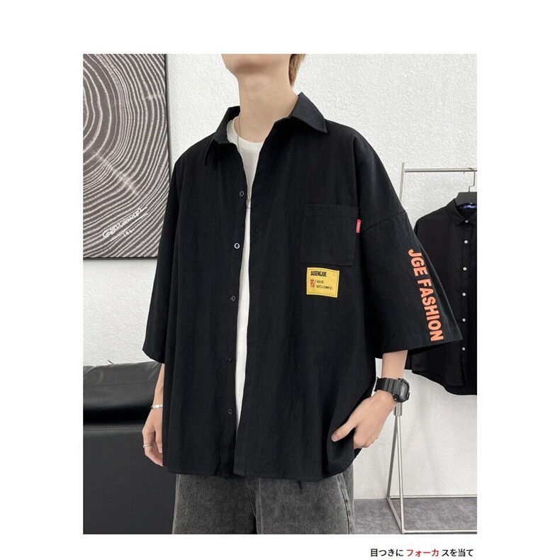 日系条纹短袖衬衫男夏季cityboy休闲百搭翻领衬衣潮牌薄款外套潮,男装衬衫,星座506A