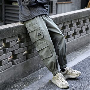 港风2021新款百搭爆款多口袋工装裤男休闲九分束脚裤K56-P60控78图片