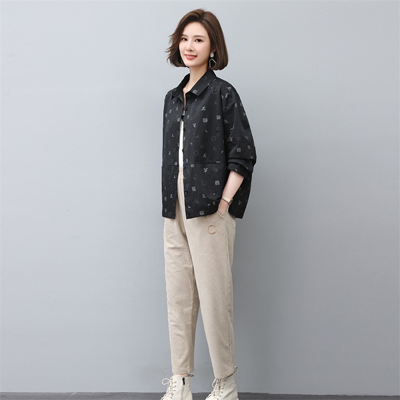 2023年春季新款潮韩版夹克女长袖宽松显瘦休闲两件套装,女装套装/套裙,独衣靓
