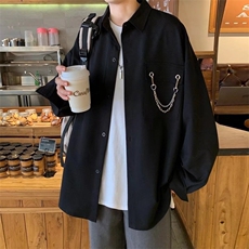 C209-P32衬衫男长袖高级感设计小众衬衣外套痞帅潮牌美式，男装衬衫，电商B323A
