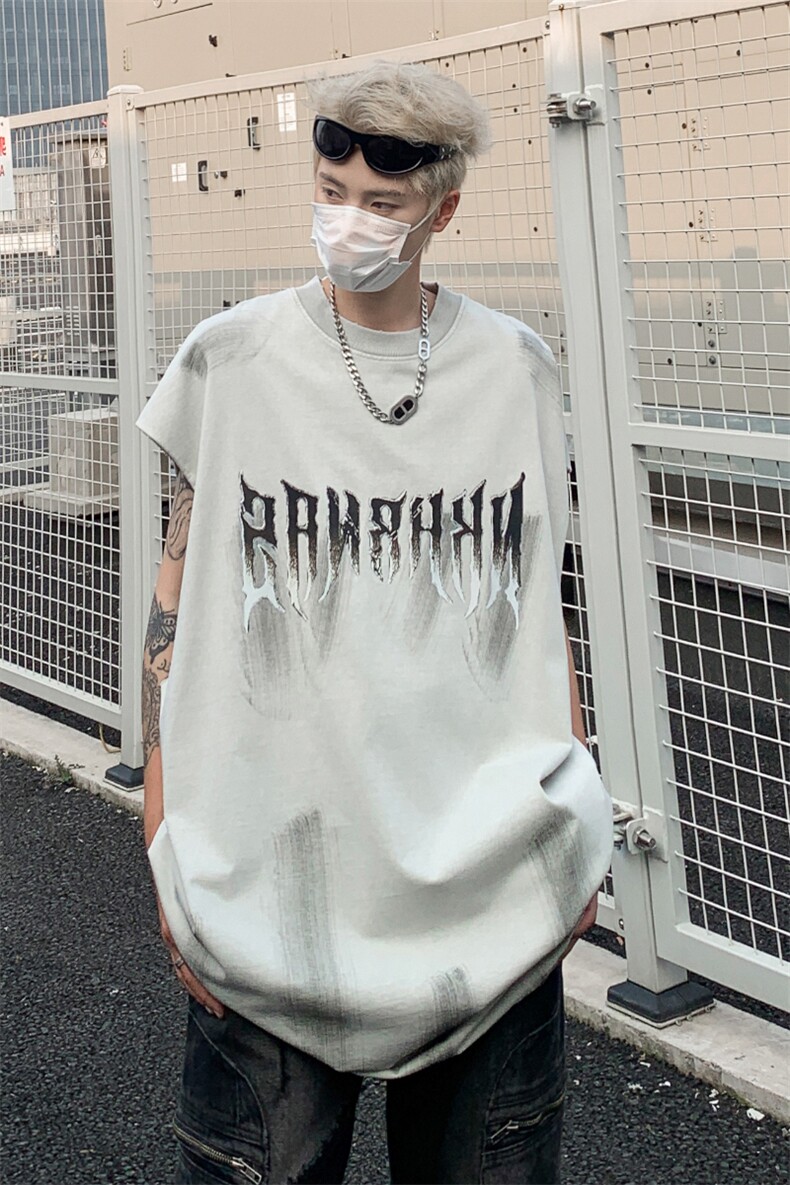 水洗做旧无袖T恤美式夏季坎肩男装背心/马甲XZ514-2-202436-P58,男装背心/马甲,星座514-2(原B239)