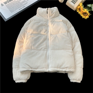 A259-P80   立领灯芯绒棉服粗坑条棉衣外套短款图片