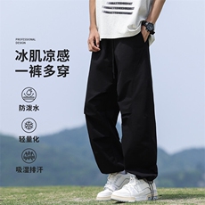 NASAAJPLAY夏季美式冰丝弯刀廓形伞兵裤肌理褶皱工装休闲裤长裤，女装休闲裤，星座1206（原A206）