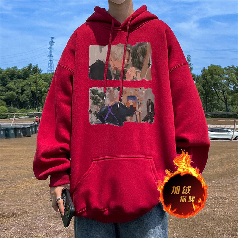 500克重磅秋冬美式加绒加厚卫衣外套 DL162常规特P35绒特P40图片