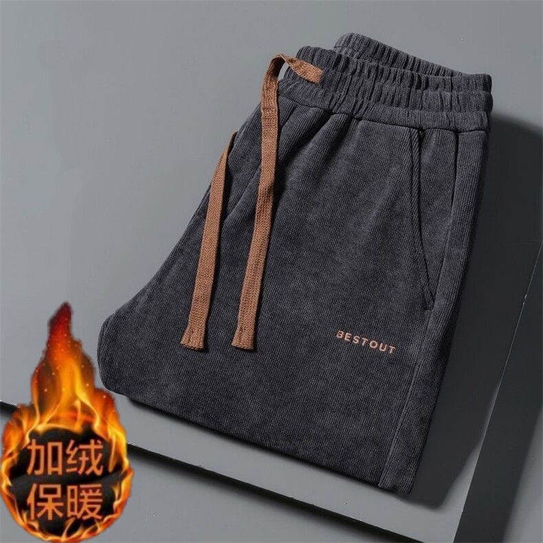 1506-1/KK031/P30加绒保暖休闲裤男士秋冬季灯芯绒直筒宽松卫裤图片