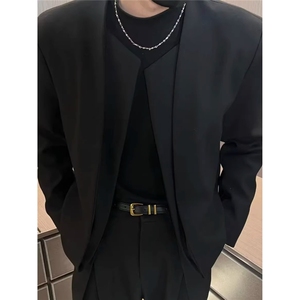 春款款男女立领无扣西装开衫结构垫肩西服外套JK0039 P60图片