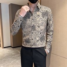 秋冬季男士长袖花衬衫社会小伙店主风衬衣301A-1/CS606/P55，男装衬衫，星座301A-1