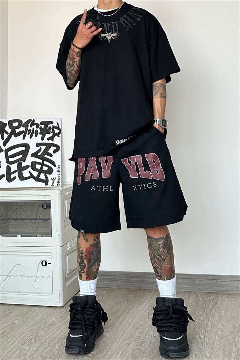美式高街ins潮款印花夏季新款五分裤短裤A061-YJ6895-P35,男装牛仔裤,电商A061