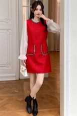 2024年春季新款女装时尚修身显瘦气质连衣裙，女装连衣裙，超帛