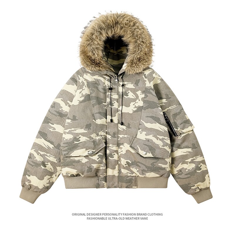 美式毛领派克棉服男冬季加厚工装棉衣情侣外套M060-P110迷彩P115,男装棉衣,星座308B-2