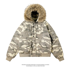 美式毛领派克棉服男冬季加厚工装棉衣情侣外套M060-P110迷彩P115，男装棉衣，星座308B-2