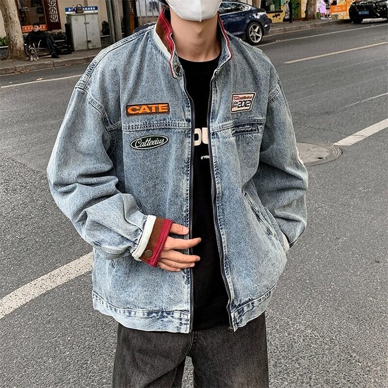 美式机车牛仔外套男士2024秋冬季新款JK5529P78,男装工装外套,星座1116-2