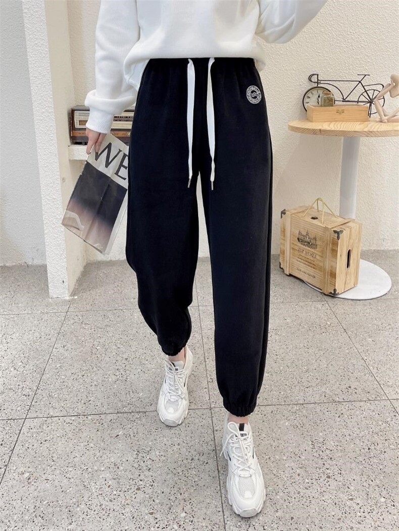 牛奶丝加绒卫裤人手，女装休闲裤，简 影