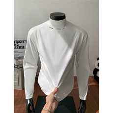半高领亮片设计正肩冬季长袖T恤男士潮流内搭打底衫特P20，男装T恤，电商C306-1