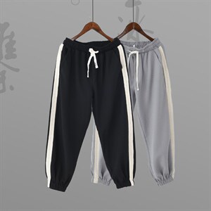 2022夏季新款华夫格男织带宽松大码休闲束脚九分裤K23659-P38，男装休闲裤，星座1115-1