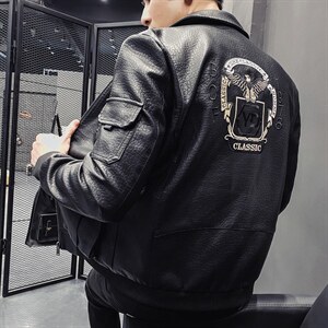 2023秋冬社会小伙PU皮衣男生机车皮夹克帅气休闲外套 LE616-P118图片