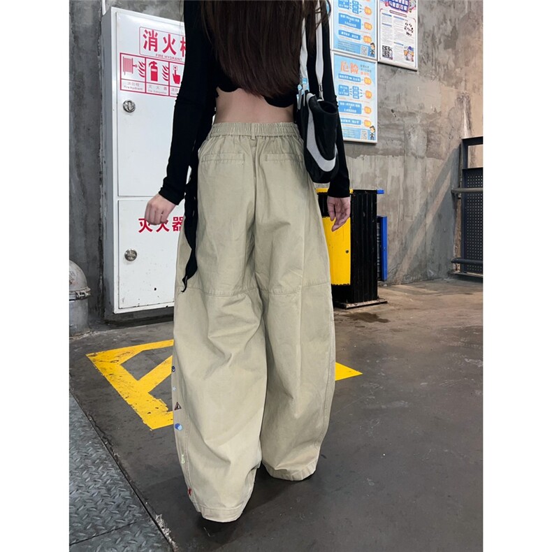 美式印花宽松弯刀裤男女秋冬高街cleanfit休闲阔腿裤LB30966-P67,男装休闲裤,星座1008