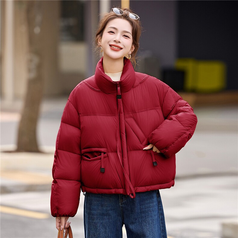 2025冬装新款简约时尚休闲立领羽绒服,女装羽绒服,美沁
