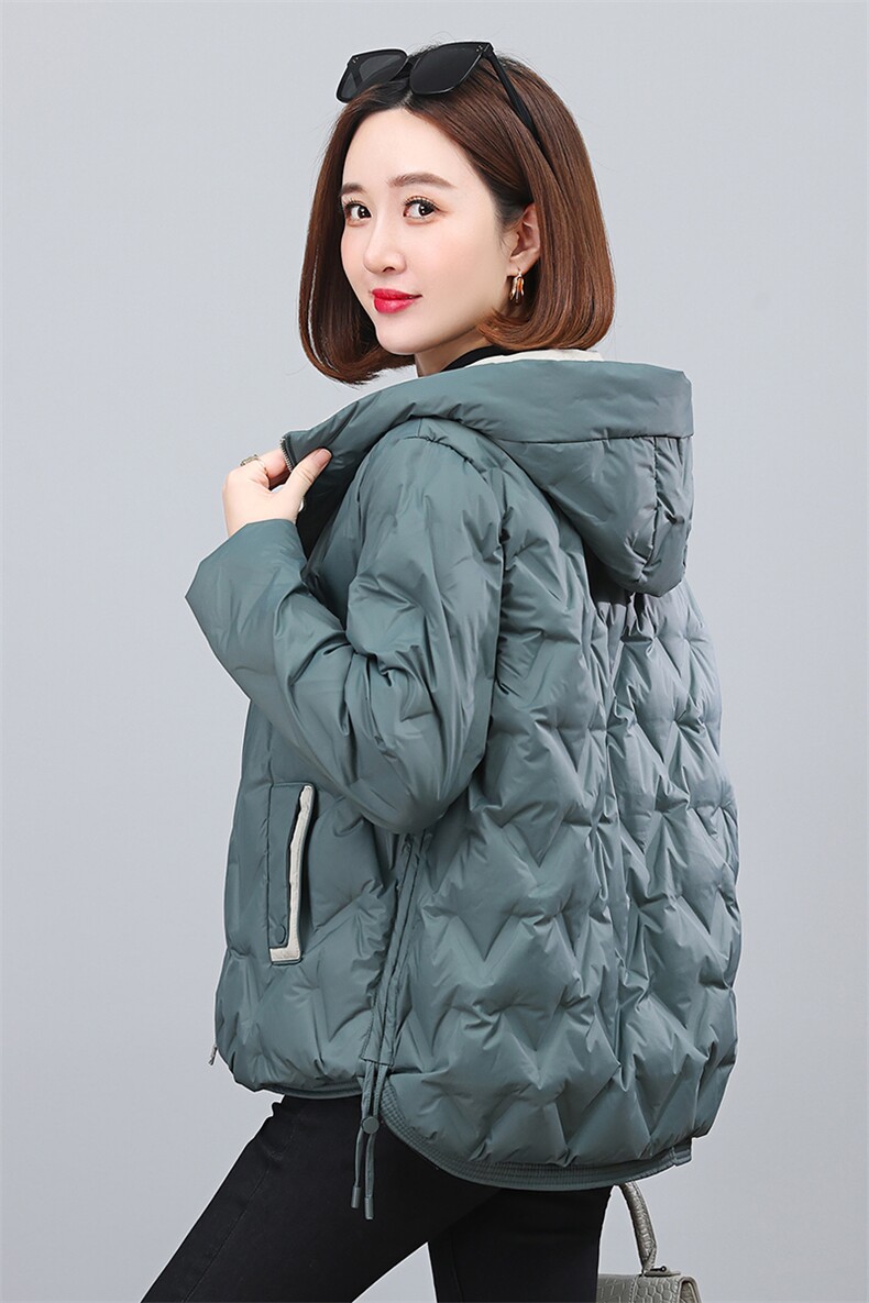 2023新款时尚休闲连帽羽绒服修身显瘦保暖外套,女装羽绒服,依恋蒂丝