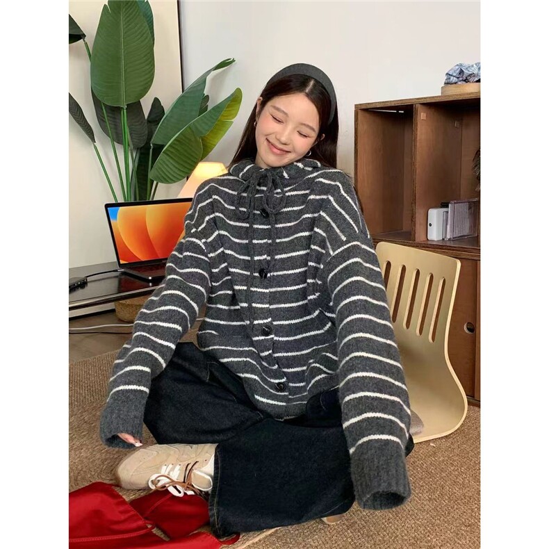 日系慵懒风条纹毛衣男女冬季2025新款加厚套头针织衫百搭内搭外套，男装针织衫/毛衣，星座506A