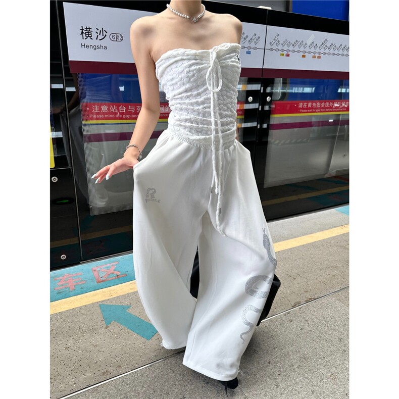 美式复古印花休闲裤女街头宽松运动阔腿卫裤秋季1008-LB30922-P42,男装休闲裤,星座1008