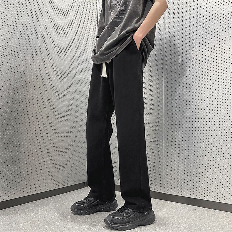 wassuphappy浅蓝色牛仔裤男生夏季薄款潮流宽松阔腿裤休闲长裤子,男装牛仔裤,星座1008-1