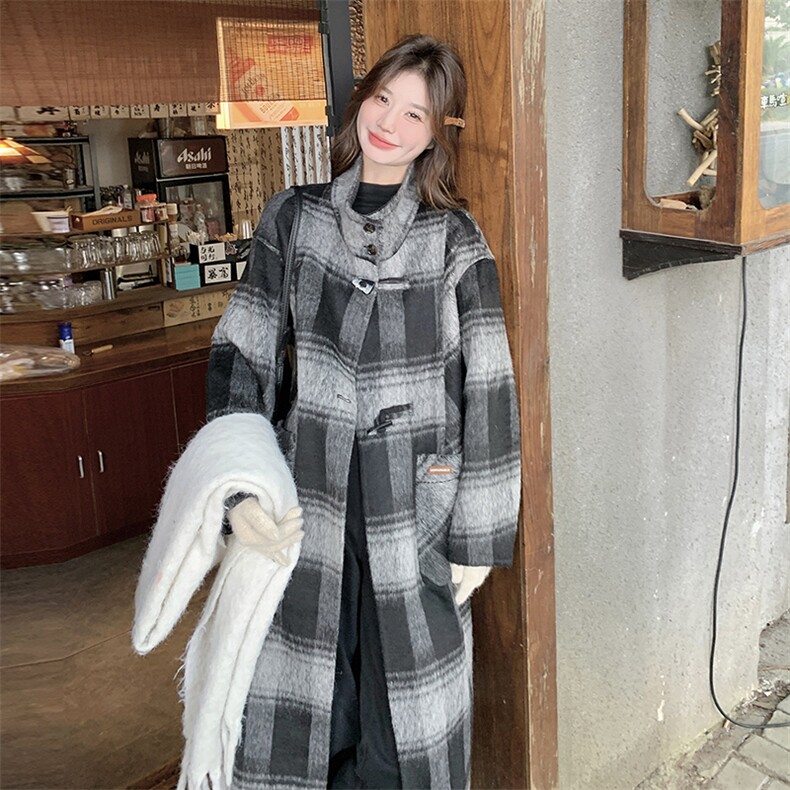2楼002-2707-P295K388档口现货！格子羊毛外套双面呢大衣,女装毛呢外套,千寻