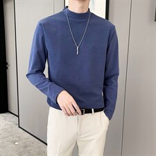 盗图轻熟半高领双面绒套头针织内搭德绒打底衫M22/P20控55特，男装T恤，电商A243