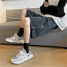 牛仔排扣短裤男夏季薄款潮牌ins宽松直筒百搭休闲五分裤N8165-P38，男装牛仔裤，星座1008-1