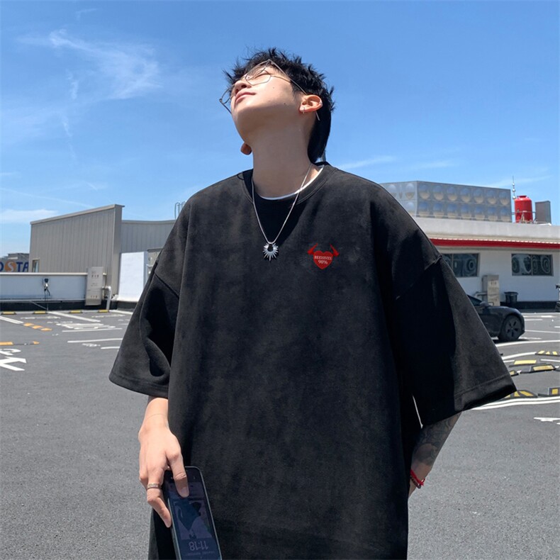 量大优供视频重磅麂皮绒短袖t恤男JT515-特p19,男装T恤,电商B371