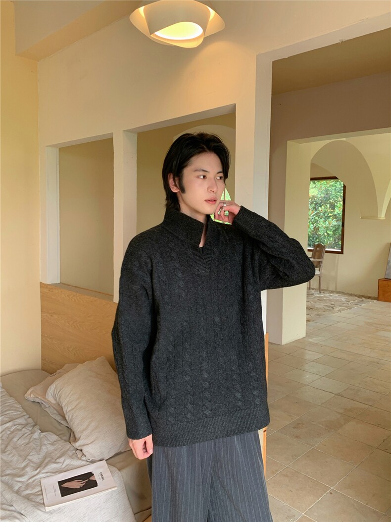 网图现货美式复古麻花毛衣男款秋冬慵懒风针织衫内搭长袖特P53,男装针织衫/毛衣,电商C306-1