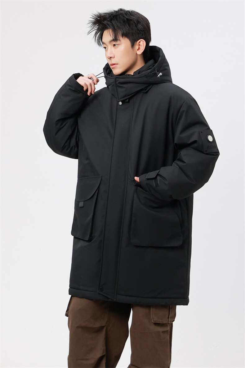 自家图有视频中长款棉服连帽登山情侣聚热保暖工装棉衣M2573p110,男装棉衣,电商D315