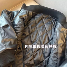 现货美式短款PU皮立领夹棉宽松棉服S01/P90，男装棉衣，星座205-3
