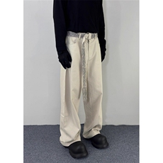 小众设计感蛇皮纹腰带阔腿弯刀裤男女街头宽松直筒休闲裤KA156，男装休闲裤，星座1116A（原606A-3）