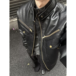 AA2183 P82有内袋荔枝纹PU皮衣棉服夹克图片