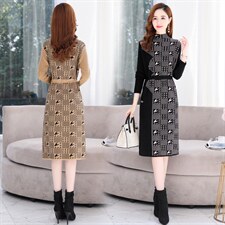 2021秋季新款时尚气质有女人味的毛衣连衣裙，女装连衣裙，金典明美
